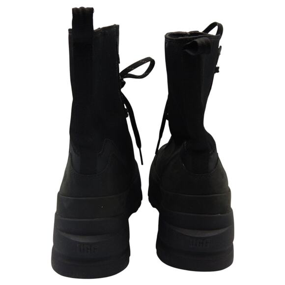 UGG Leather Lug Sole Lace Up Chunky Platform Combat Ankle Boots Black Size 9 - Picture 6 of 8